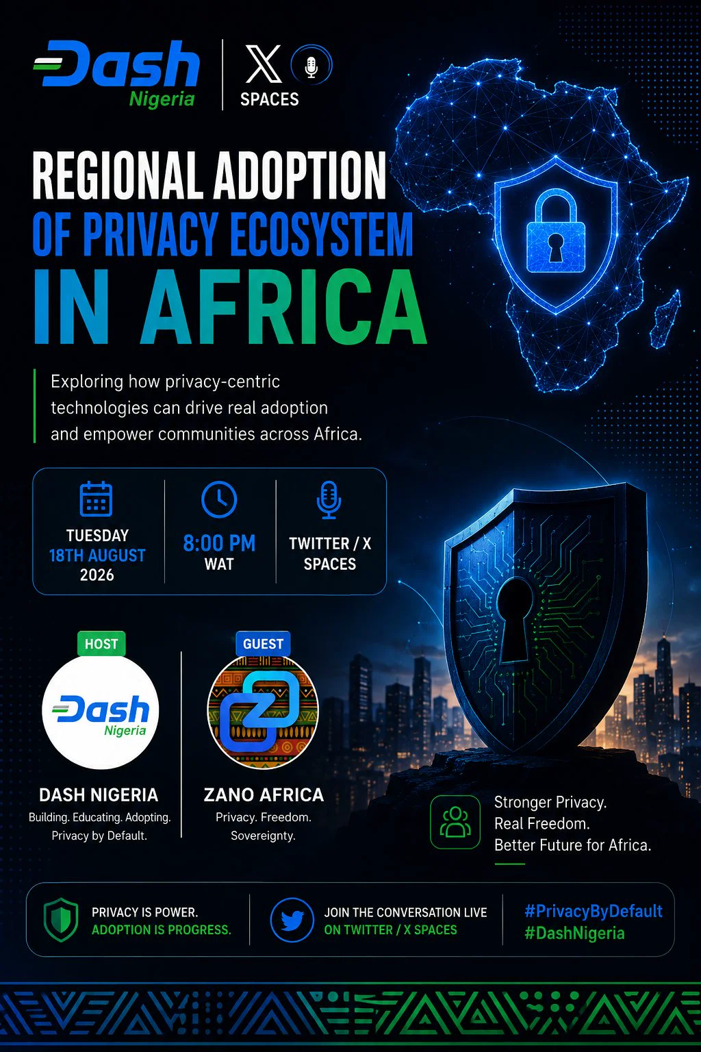 Dash Nigeria and Zano Africa X Space announcement poster