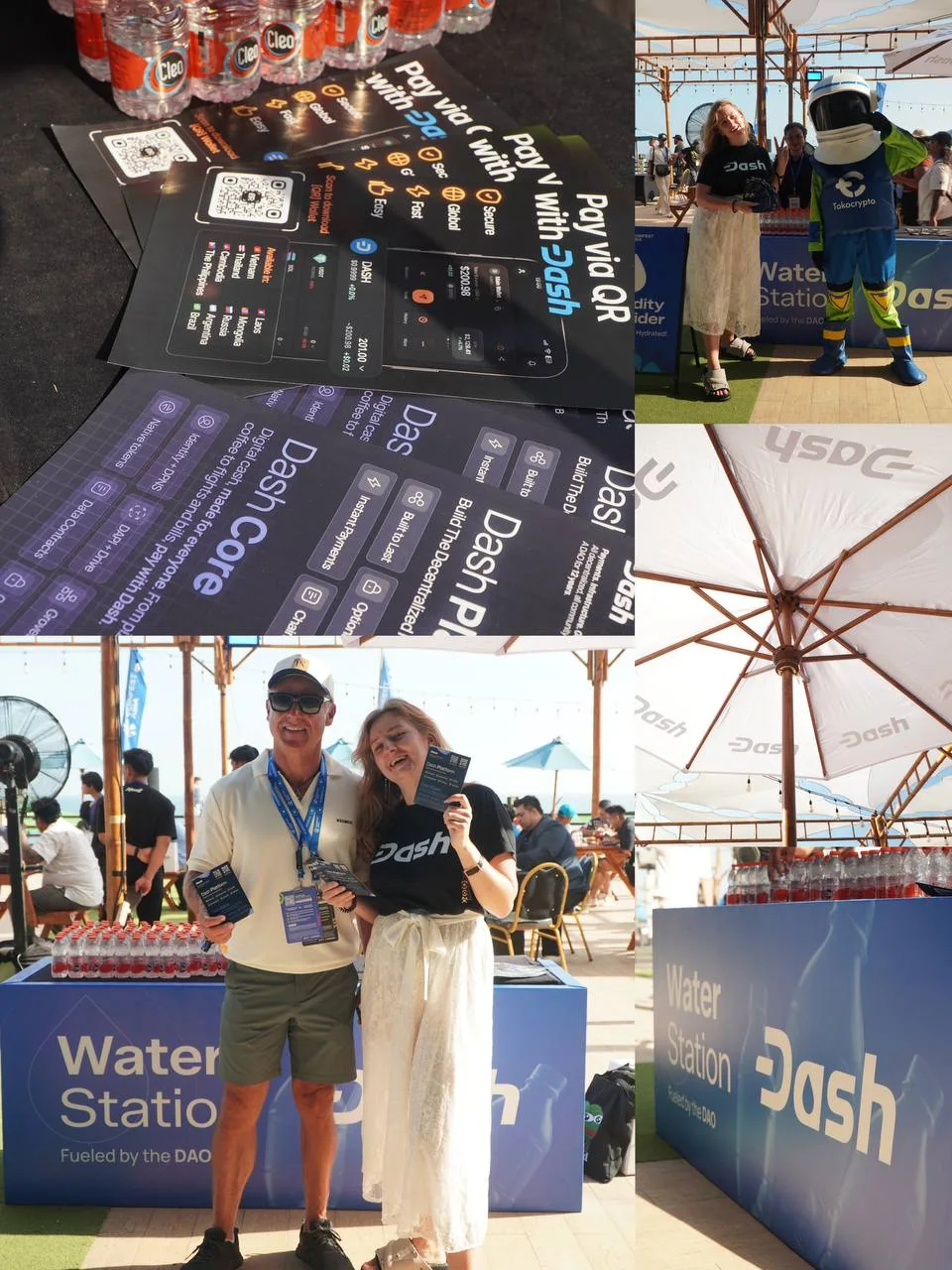 Dash-branded water station at Coinfest Asia in Bali